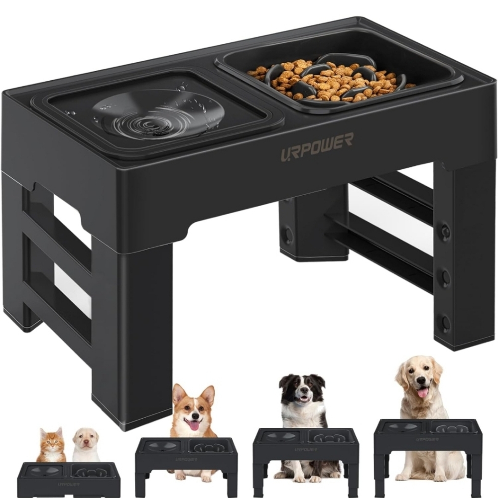 URPOWER 2-in-1 Elevated Slow Feeder Dog Bowls